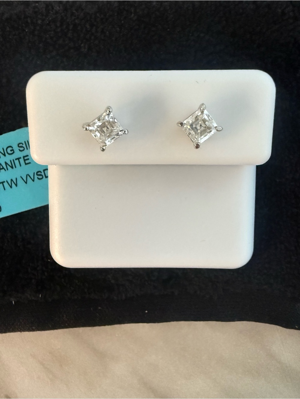 NWT Moissanite Square-Cut Stud Earrings - Sterling Silver